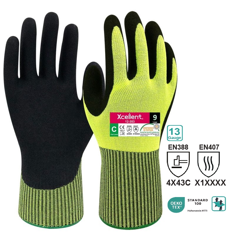 GUANTO XCELLENT ANTITAGLIO C IN NITRILE  SABBIATO FIN.13 EN 388 4X43C EN407